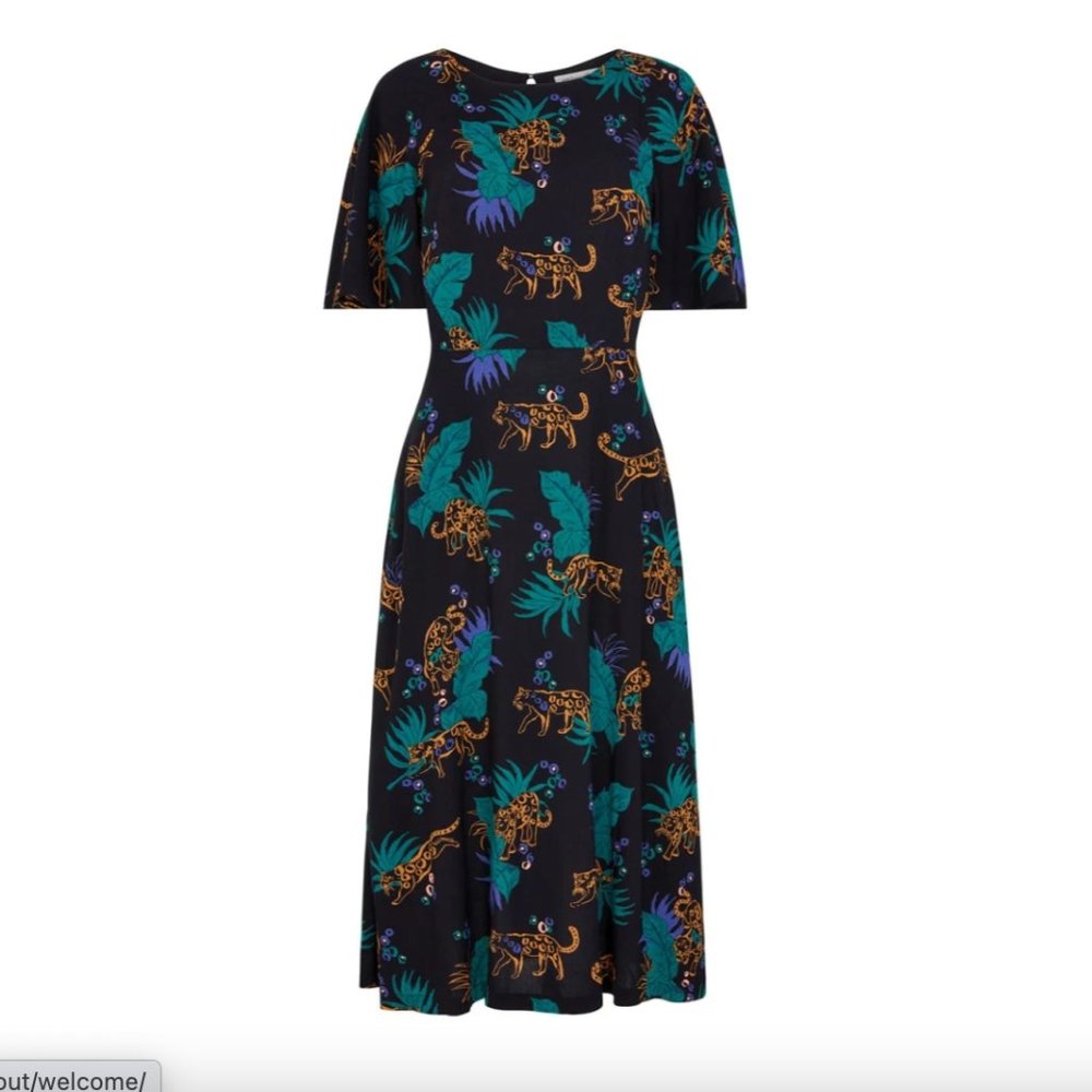 Wolf & Badger - Emily and Fin Suzanna Midnight Leopard Dress - Small